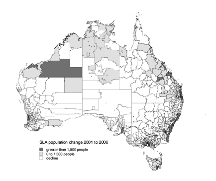Map of Australia, Population change, Statistical Local Area