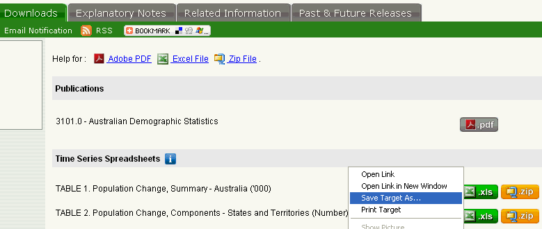 Graphic: Example of how to select the 'Save Target As...' menu item