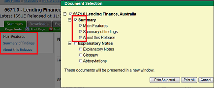 Summary Option screen