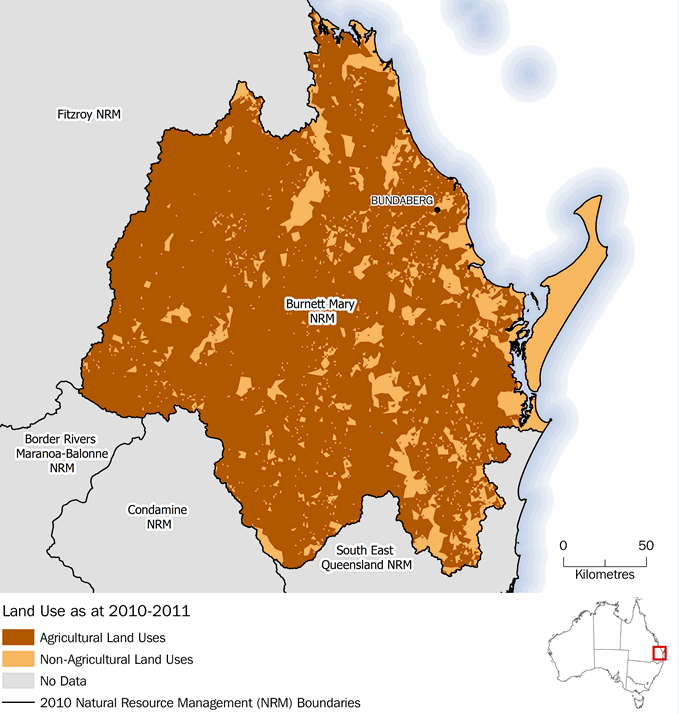 Map 2: Land Use, Agriculture, Burnett Mary NRM, 2010-11