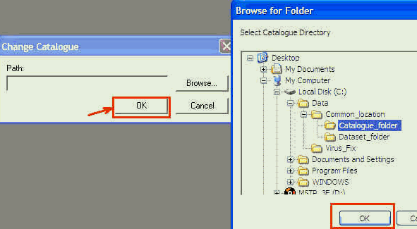 Image shows how to change SuperTABLE's file manager 'Catalogue' path to point to 'Catalogue_folder' in the common location