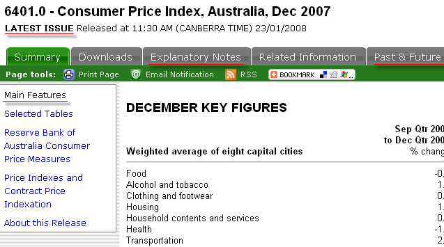 Graphic: Links that provide supplementary information on time series data
