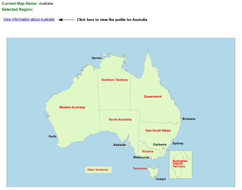 Image: Vew after clicking 'by Map' - Map of Australia