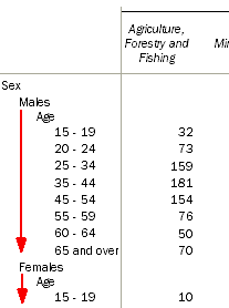 Image shows the 'Age Group' field sub-nested within the 'Sex' field.