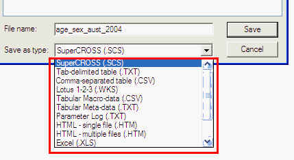 Image shows a few of the file formats in which you can save a dataset 