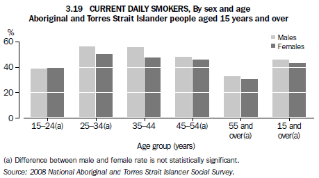 3.19 CURRENT DAILY SMOKERS, By sex and age - Aboriginal and Torres Strait Islander people aged 15 years and over