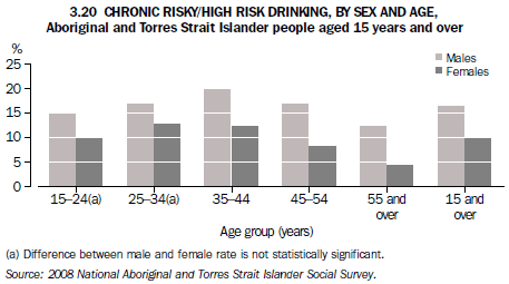 3.20  CHRONIC RISKY/HIGH RISK DRINKING, By sex and age - Aboriginal and Torres Strait Islander people aged 15 years and over