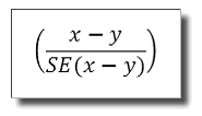 Equation: X-Y divided by SE(X-Y) 