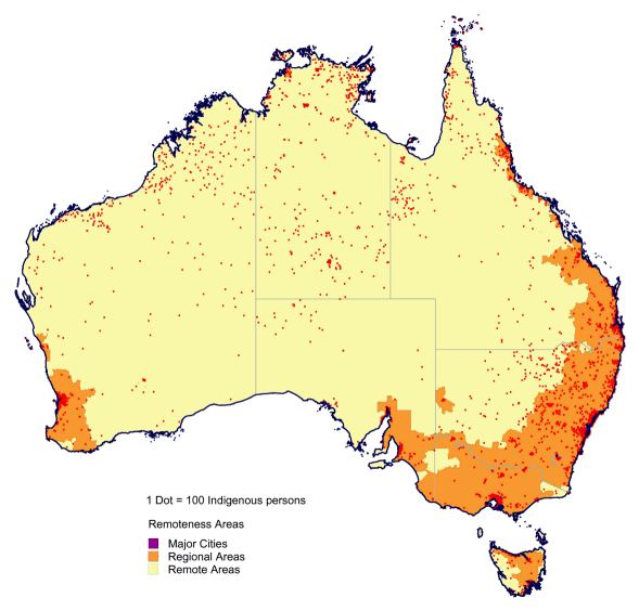 DIAGRAM: Indigenous population distribution across Australia and Remoteness Areas, 2006