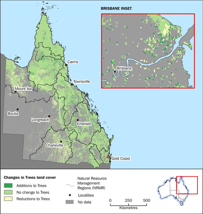 Map: Changes in Trees and land cover between 2010-2011 and 2014-2015
