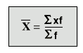 Equation: the mean of a discrete varible in a frequency table
