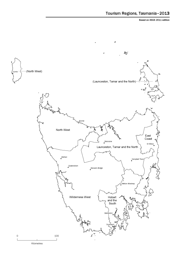 Tourism Regions, Tasmania–2013