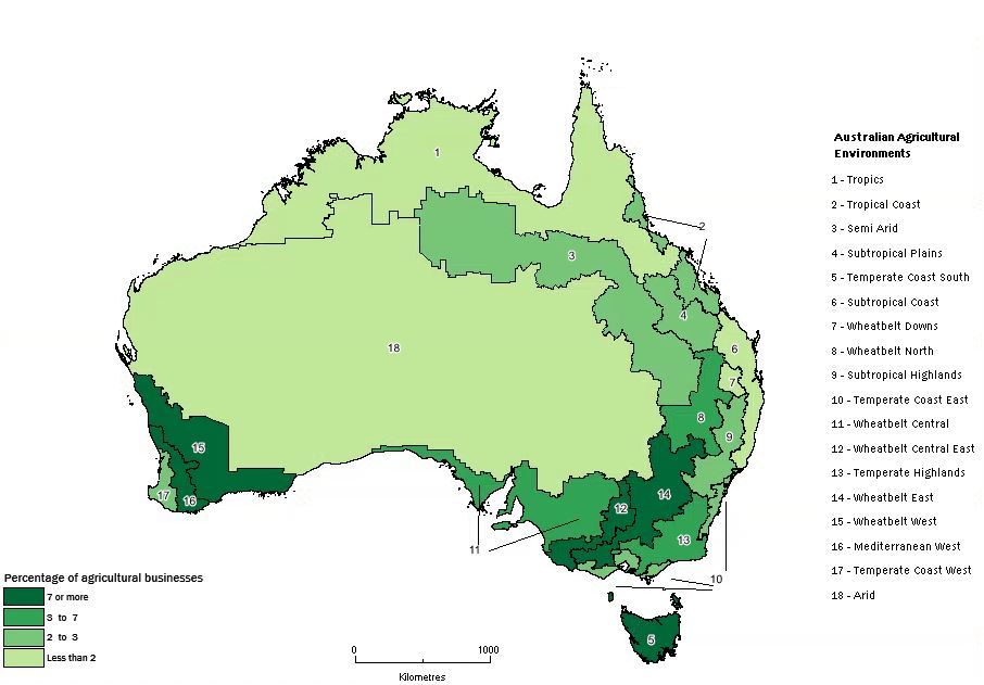 Image:  Map of agricultural businesses converting pasture to crop land. 2013-14