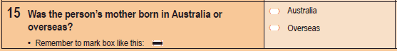 Image of Question 15, 2011 Census Household Form