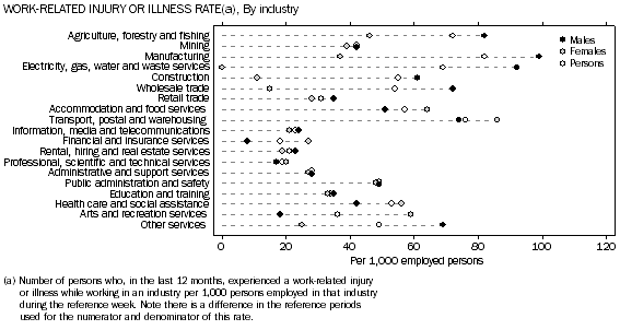 Work-related injury or illness rate(a)—By industry