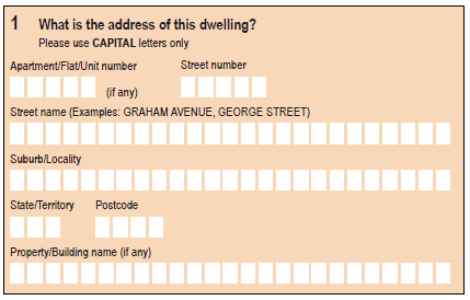 Image: question 1 from the paper 2016 Census Household Form