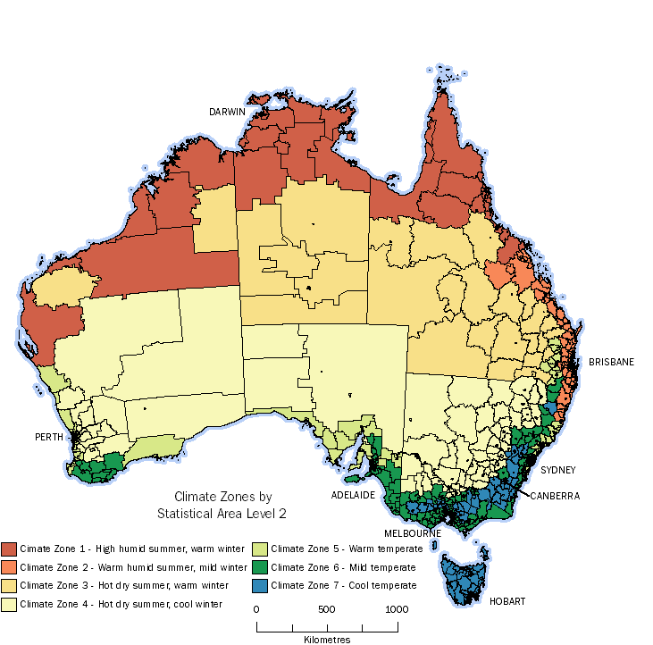 Map: Predominate climate zone by SA2, Australia.