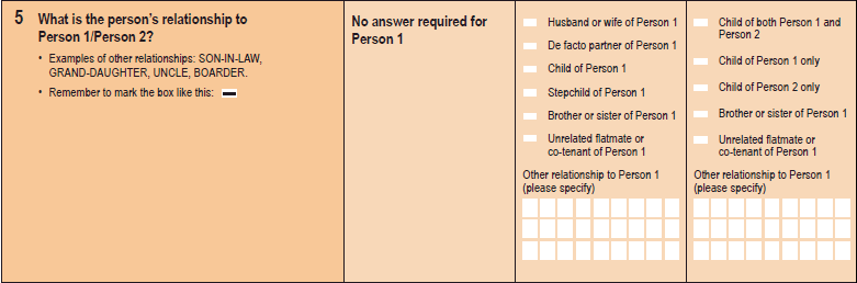 Image: question 5 on the 2016 Census Household Form