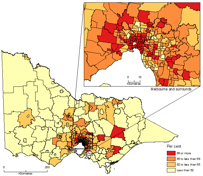 Image: Working Age Population (Aged 15-64 Years), SA2, Victoria - 30 June 2015