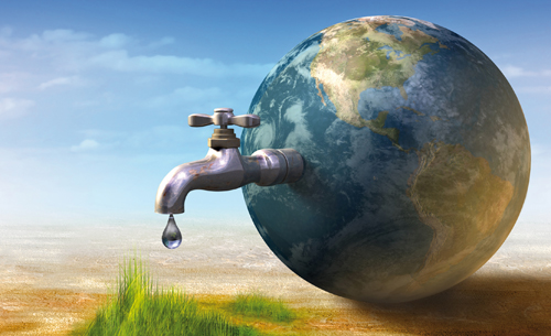 Picture of world with a large tap