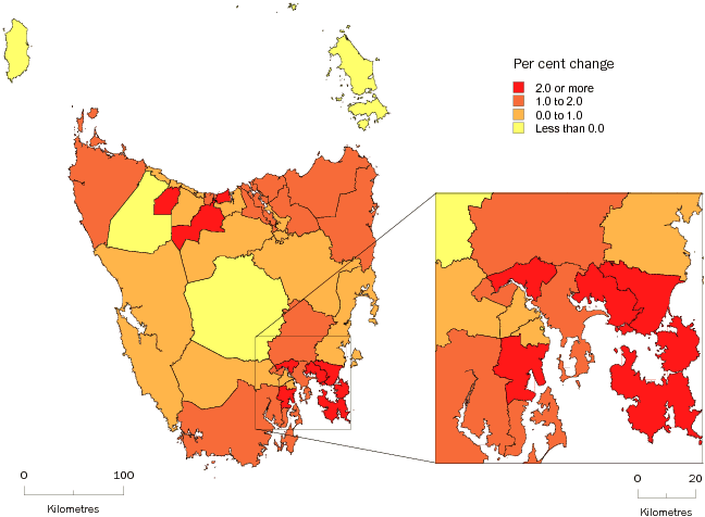 Diagram: SLA POPULATION CHANGE, Tasmania—2008–09