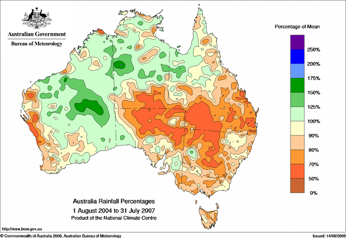 image: Australian Rainfall Percentages 2003-04 to 2006-07