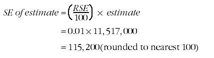Image: Standard error of estimate equals relative standard error over 100 times estimate - example