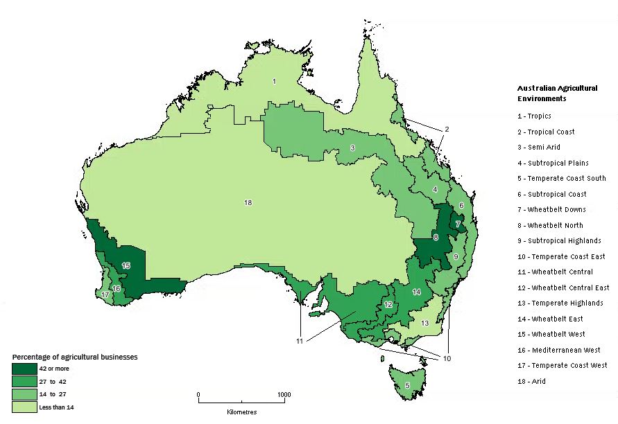Image:  Map of agricultrual businesses undertaking cultivation of crops, 2013-14