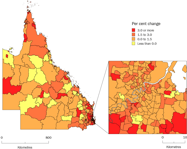 Diagram: SLA POPULATION CHANGE, Queensland—2009-10