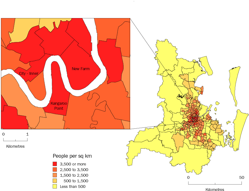 Diagram: POPULATION DENSITY, Brisbane SD—June 2010