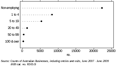 GRAPH: NUMBER OF BUSINESSES, by number of employees,