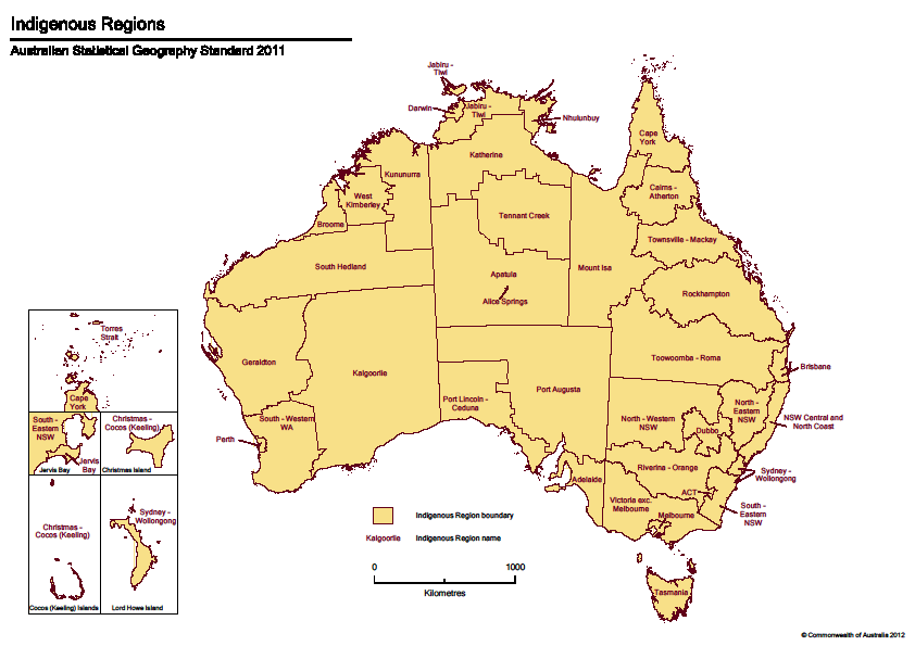 Map - Indigenous Regions Australia - Australian Statistical Geography(ASGS), 2011