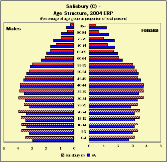 Graph 3: Age Structure, 2004 ERP, Salisbury (C)
