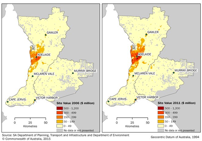Map: Figure 1. Site Value grids 2006 and 2011