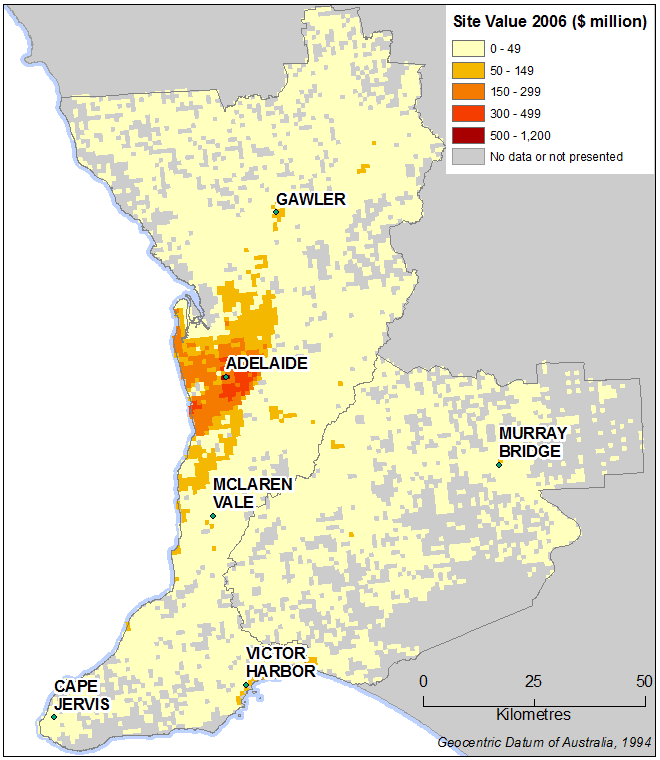 Map 1 - Land value grid for 2006