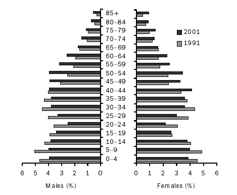 A population pyramid for the Upper Great Southern SD