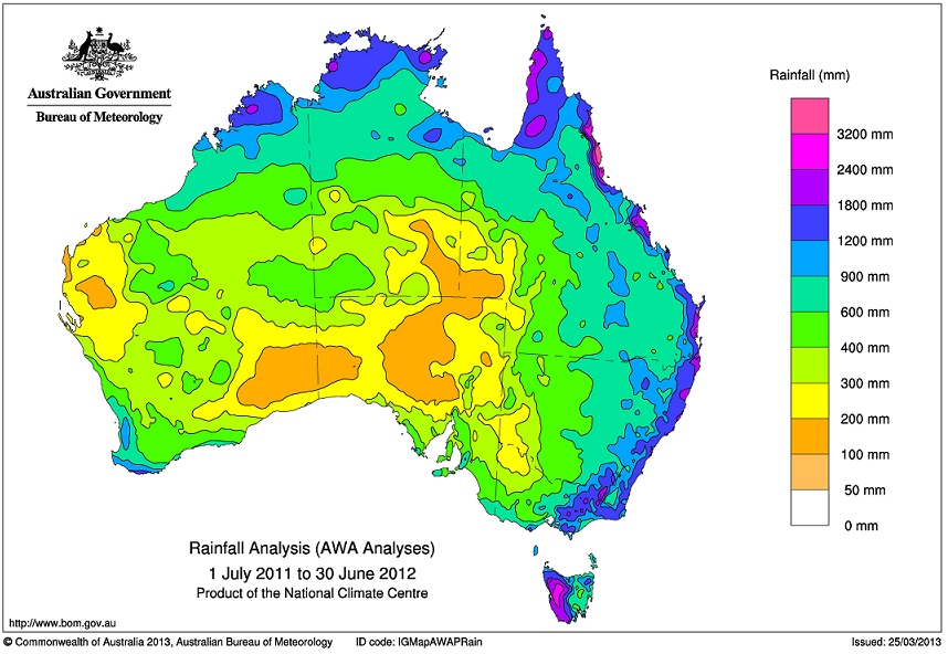 Bureau of Meterology map Rainfall Deciles (AWA Analyses)