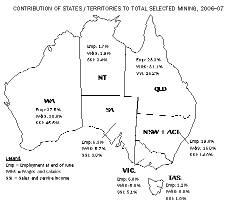 Diagram: State and territory contribution to key data, 2006-07