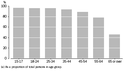 Graph: Internet users, by age group, 2012–13.