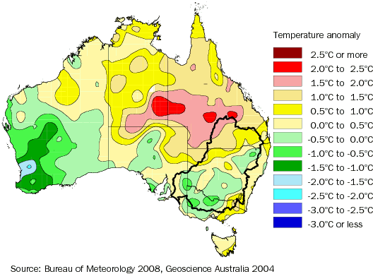 Diagram: 2.7 MINIMUM TEMPERATURE ANOMALY, Murray-Darling Basin—2005–06