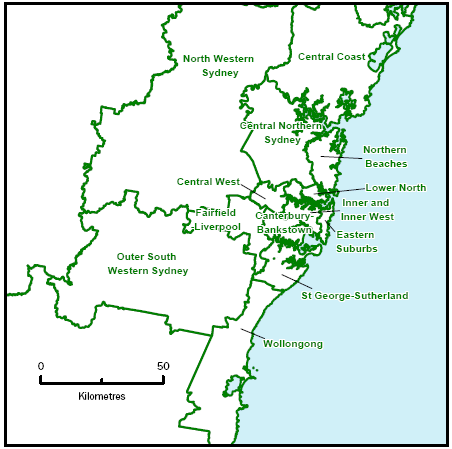 Map: Illustrative SA4 Boundaries in Sydney
