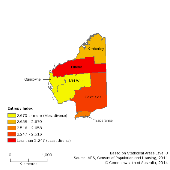 Map 3 Entropy Index, Western Australia - Outback, 2011