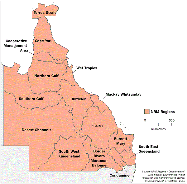 Figure 2 NRM Regions with Queensland, Australia