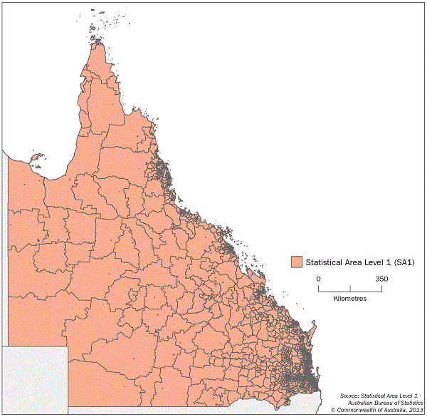 Figure 3. Map of SA1 boundaries in Queensland