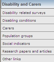Image: Screen shot showing Disability and Carers Topic Page