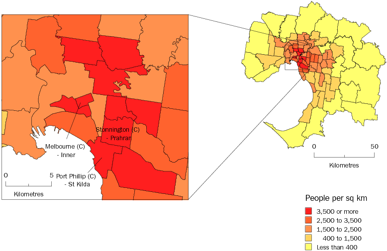 Diagram: POPULATION DENSITY, Melbourne SD—June 2010