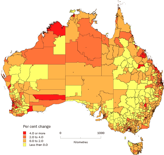 Diagram: SLA population change, Australia, 2007-08