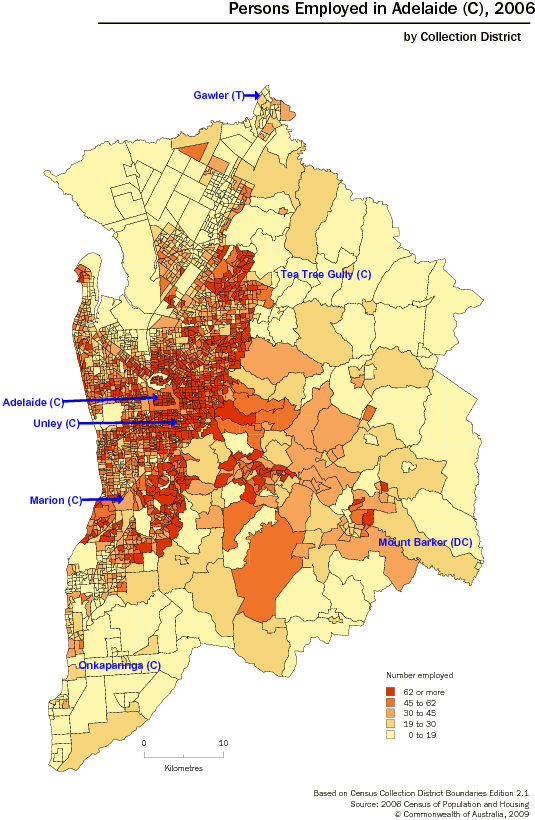 Diagram: Main Places of Origin for Adelaide (C) Workers
