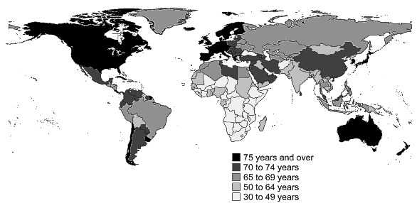 Map 5.37: LIFE EXPECTANCY AT BIRTH, By country - 2000-05