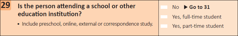 This question seeks information on if a person is attending a school or education institution.
